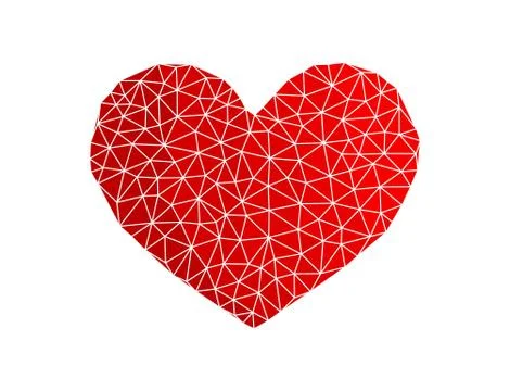 Red heart made of triangles, low poly vector illustration. Stock Illustration