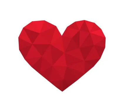 Red heart made of triangles shape. Low poly vector illustration. Stock Illustration