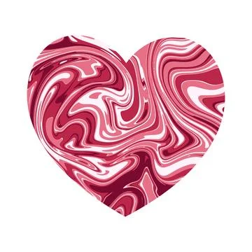 Red heart with marble texture on white background. Vector graphics Stock Illustration