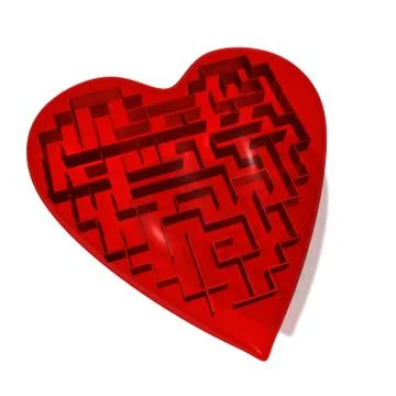 Red heart with maze Stock Illustration