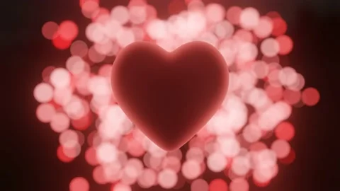 Red Heart Motion Background Loop, Bokeh, Glowing, 3D Render Abstract Background Stock Footage 232388250