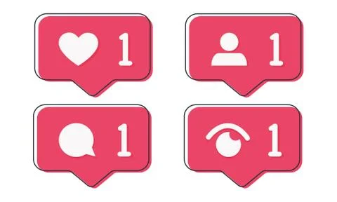 Red Heart like, new message bubble, friend request quantity number notifications Stock Illustration