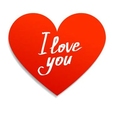 Red heart note with text "I love you!". Vector illustration. Stock Illustration
