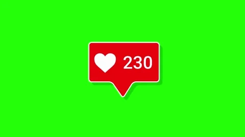 Red heart notification shows 101 likes on green background Stock Footage 333445884