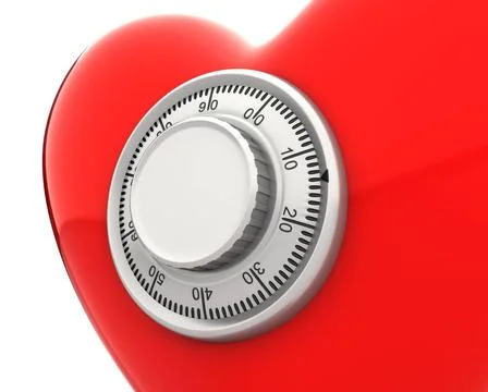Red heart with a numeric safe lock closeup Red heart with a numeric safe l... Stock Photos