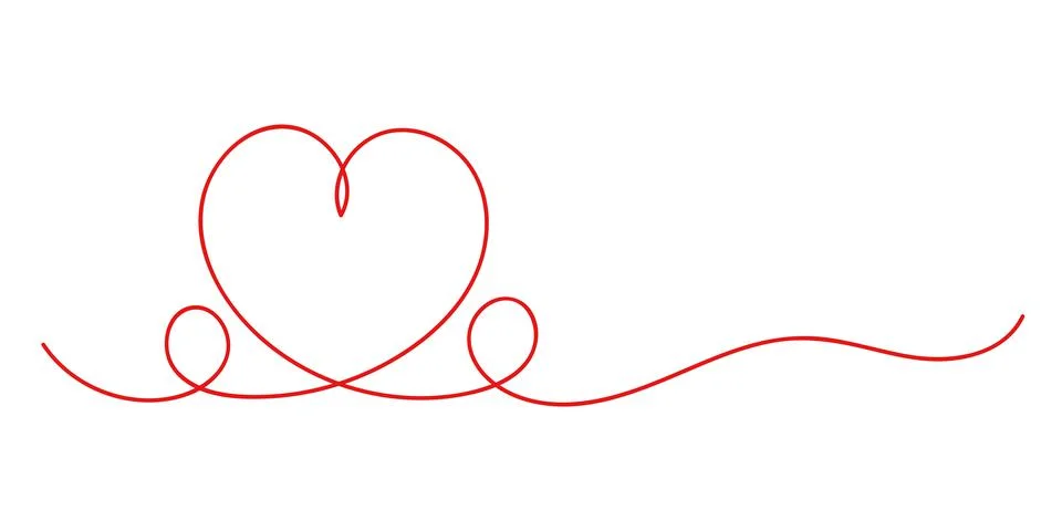Red heart one continuous line Stock Illustration