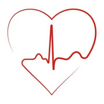 Red heart outline with integrated electro cardiogram medical heart beat signa Stock Illustration