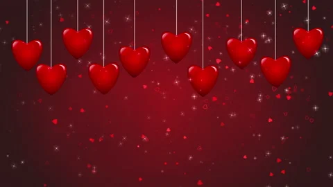 Red heart paper cut bouncing with dark red background for valentines Stock Footage 146318682