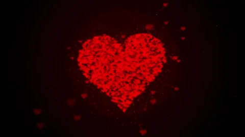 Red Heart Particles Forming Animation Love Explosion on Black Background Stock Footage 341819643