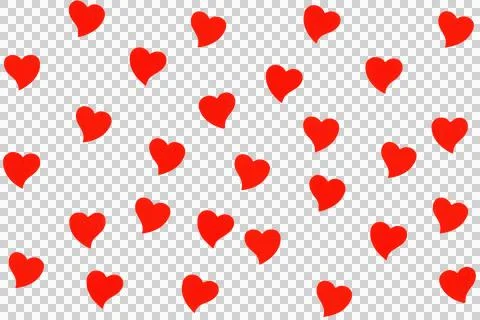 Red heart pattern isolated on transparent background and png transparency Foto stock
