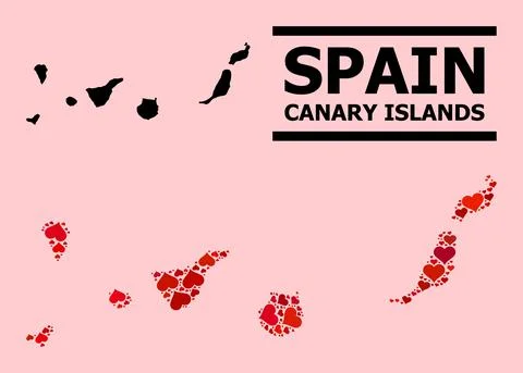Red Heart Pattern Map of Canary Islands イラスト素材