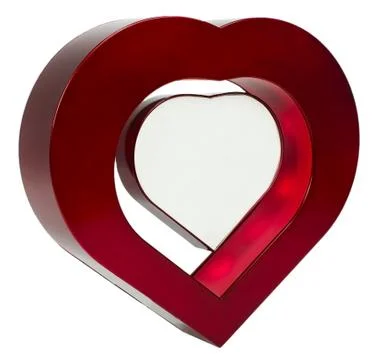 Red heart photo frame on isolaed white background Stock Photos