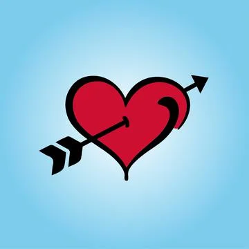 Red Heart Pierced By Arrow design. Heart vector illustration Stock Illustration