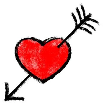 Red Heart Pierced Arrow Illustrazione stock