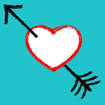 Red Heart Pierced Black Arrow Illustrazione stock