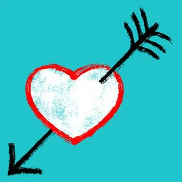 Red Heart Pierced Black Arrow Stock Illustration