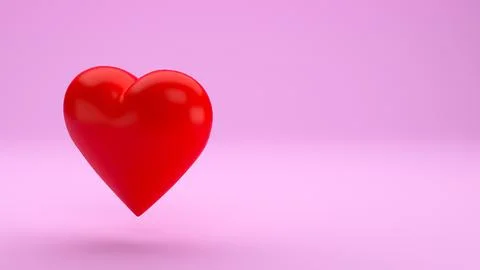 Red heart on pink background 3d illustration Stock Illustration