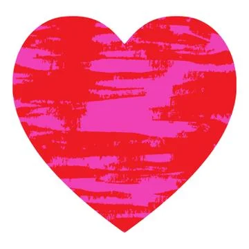 Red heart with pink paints pattern isolated on a white background Stock Illustration