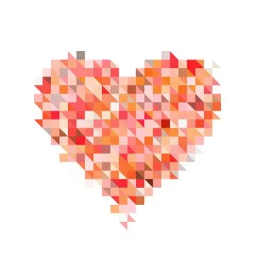 Red heart from pixel particle on white backgrounds Stock Illustration