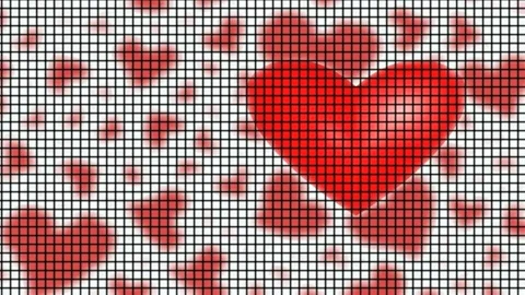 Red heart pulsating increases and decreases, pixel background, animation Video stock 153627945
