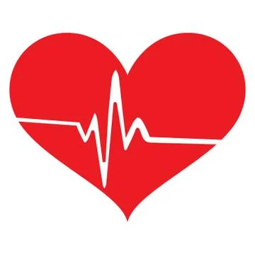Red heart with pulse Stock Illustration
