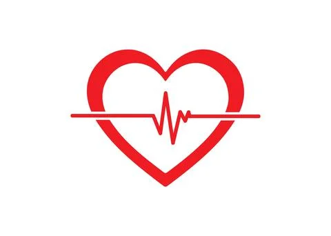 Red Heart with Pulse Line Stock Illustration