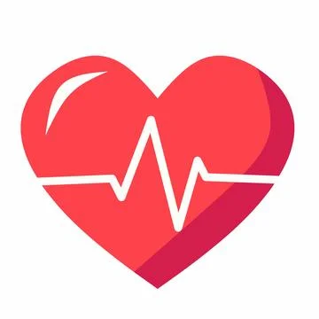 Red Heart Pulse Vector Illustration with EKG Heartbeat Line, Symbolic Cardiovasc Stock Illustration