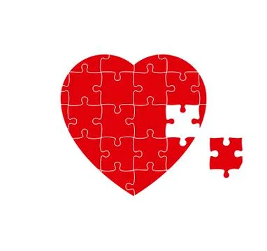 Red heart puzzle with one missed piece. Separable pieces. Vector illustration. Stock Illustration