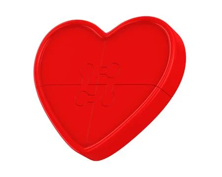 Red heart from puzzle on white background. Isolated 3D illustration Stock Illustration