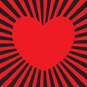 Red heart radiating red rays Illustrazione stock