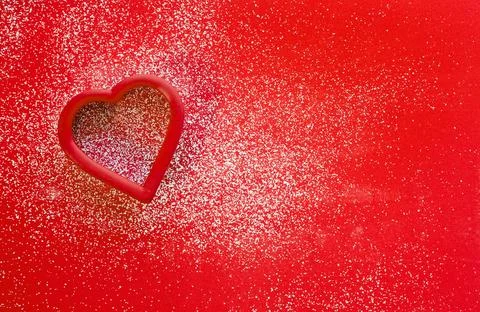 Red Heart on Red Background with White Speckles Stock Illustration