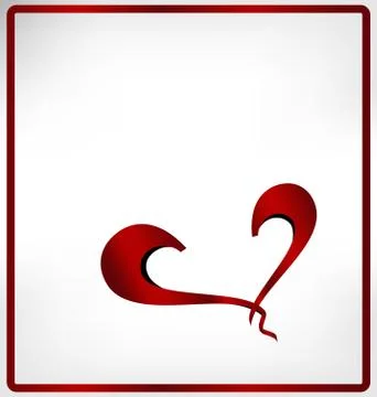 Red heart with red frame isolated on white Stock Illustration