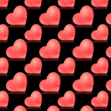 Red heart with reflection seamless pattern, valentine. Illustrazione stock