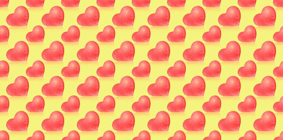Red heart with reflection seamless pattern, valentine. Illustrazione stock