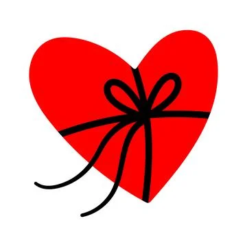 Red Heart with Ribbon Bow Vector Illustration Stock Illustration