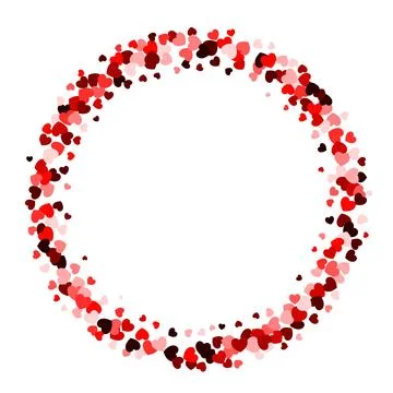 Red heart round frame with space for text. Wreath made from confetti hearts Stock Illustration