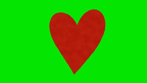Red heart scribble animation with grunge texture stop motion on green screen Video stock 301670055