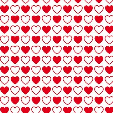 Red heart seamless pattern background. Flat design style. Vector illustration Stock Illustration