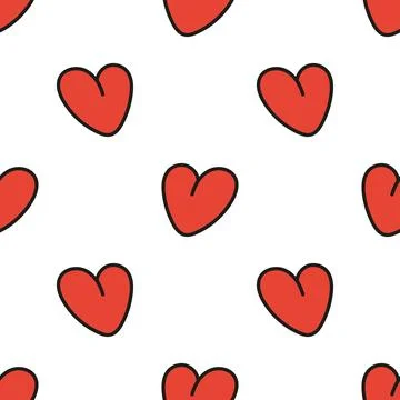 Red heart. Seamless pattern design for printing on fabric, wallpaper, packaging Stock Illustration