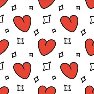 Red heart. Seamless pattern design for printing on fabric, wallpaper, packaging Stock Illustration
