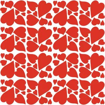 Red heart seamless pattern, handful of love heart Stock Illustration