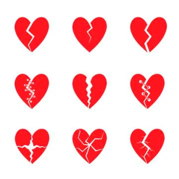 Red heart set Stockillustratie