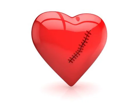 Red Heart with Sewing Illustrazione stock