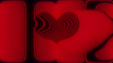 Red heart shape background with modulation lines Video stock 327585848