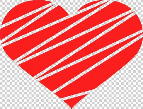 A red heart shape with black diagonal lines filling it, against a solid bla.. Stock Illustration