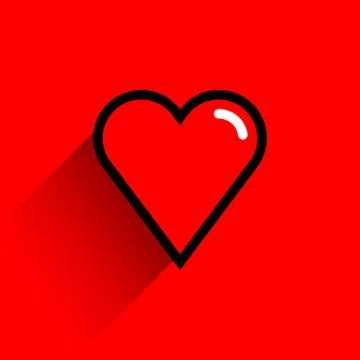 Red heart shape with black line stroke Ilustración de archivo