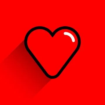 Red heart shape with black line stroke Ilustración de archivo