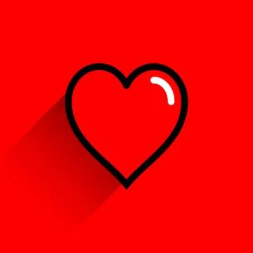 Red heart shape with black line stroke Illustrazione stock