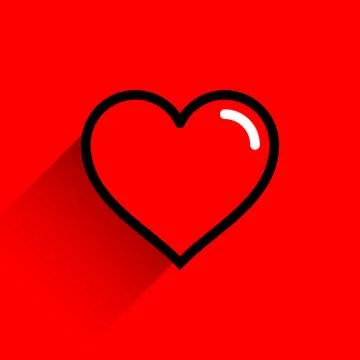 Red heart shape with black line stroke Ilustración de archivo