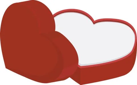 Red heart shape box with cap isolated on white background Stock Illustration